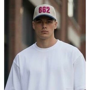 662 Area Code OTTO Snapback Hat Adjustable Beige Blue Pink 3D Embroidered Cap